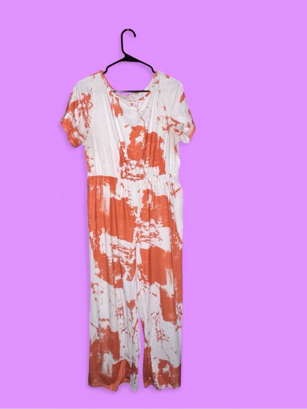 SHEIN Orange and White Tie-Dye Jumpsuit Romper